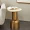 20" Gold Metal Pedestal Accent Table with Cream Marble Tabletop